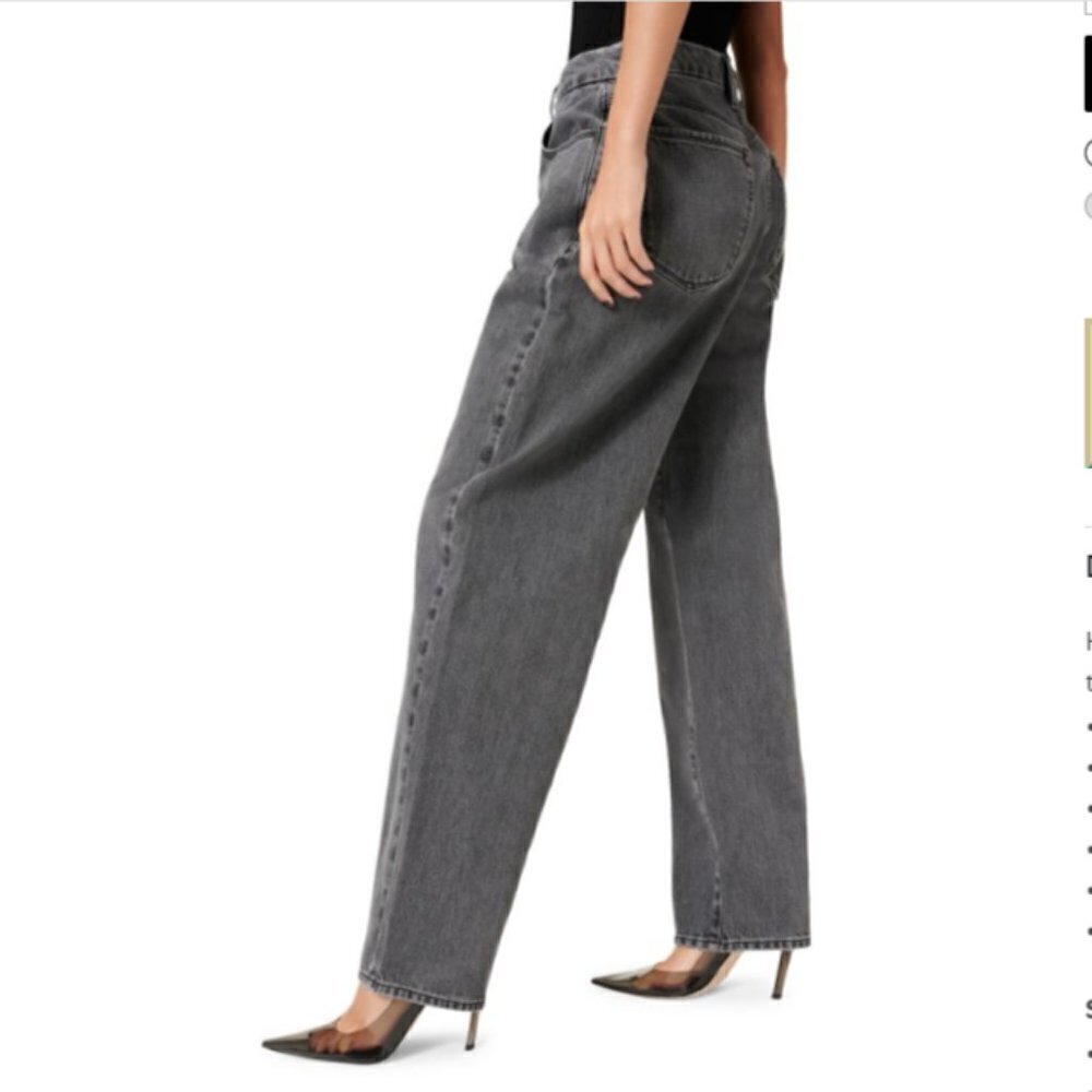 Good American 90'a High Rise Wide Leg Slouchy Jeans Faded Black Size 28 US 6 - Picture 4 of 4